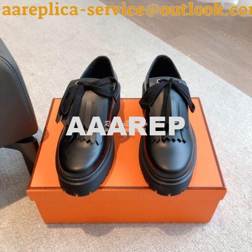 Replica Hermes Hariston Oxford Shoes H Cadenas in Glazed Calfskin H232 2