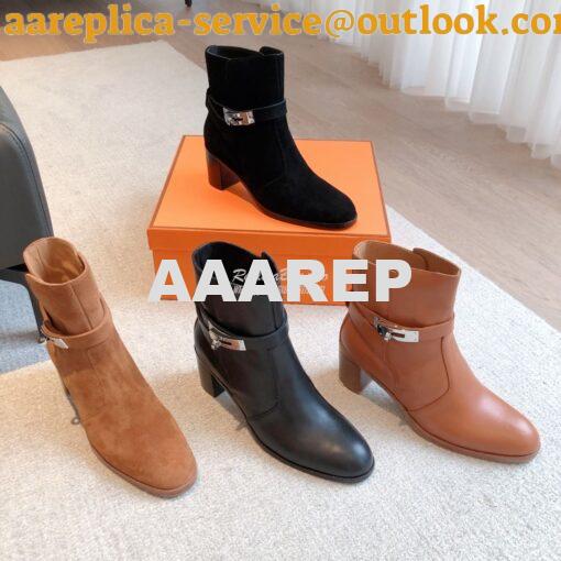 Replica Hermes Frenchie 50 Ankle Boot in Heritage calfskin H222092Z Bl