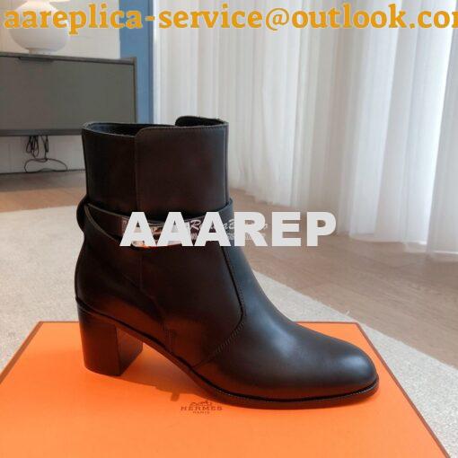 Replica Hermes Frenchie 50 Ankle Boot in Heritage calfskin H222092Z Bl 3