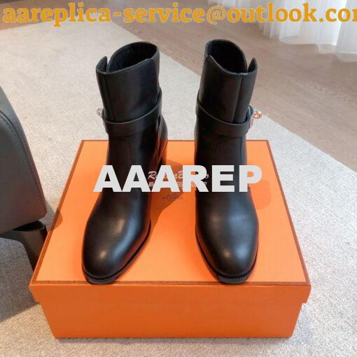 Replica Hermes Frenchie 50 Ankle Boot in Heritage calfskin H222092Z Bl 5