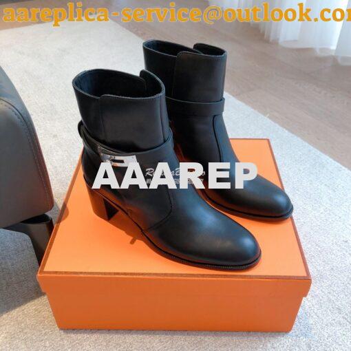 Replica Hermes Frenchie 50 Ankle Boot in Heritage calfskin H222092Z Bl 6