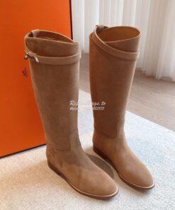 Replica Hermes Jumping Boot in Suede Goatskin H042138Z Beige