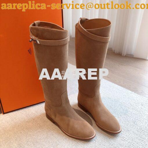 Replica Hermes Jumping Boot in Suede Goatskin H042138Z Beige