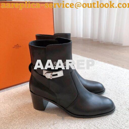 Replica Hermes Frenchie 50 Ankle Boot in Heritage calfskin H222092Z Bl 7