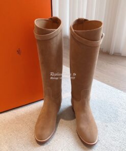 Replica Hermes Jumping Boot in Suede Goatskin H042138Z Beige 2