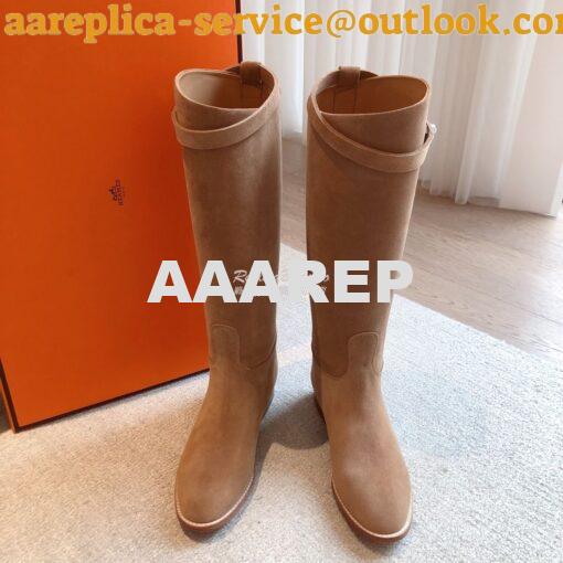 Replica Hermes Jumping Boot in Suede Goatskin H042138Z Beige 2