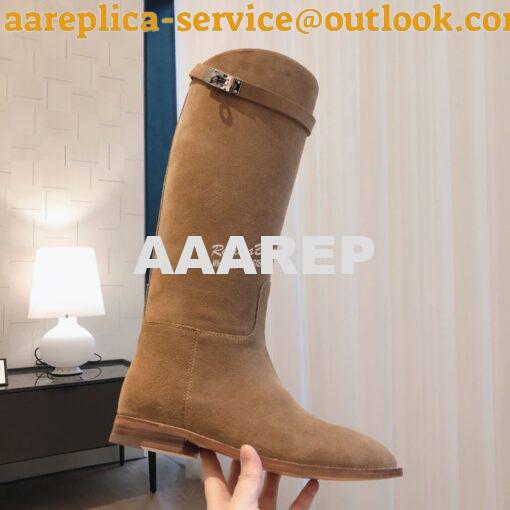 Replica Hermes Jumping Boot in Suede Goatskin H042138Z Beige 3