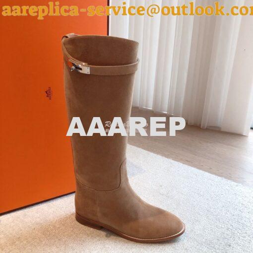 Replica Hermes Jumping Boot in Suede Goatskin H042138Z Beige 4