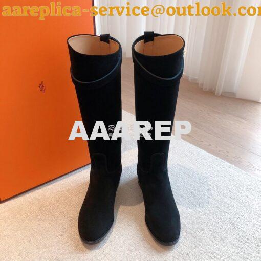 Replica Hermes Jumping Boot in Suede Goatskin H042138Z Black 2