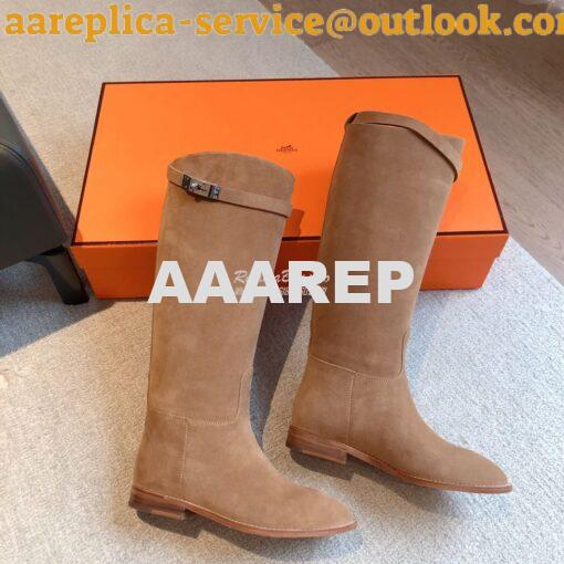 Replica Hermes Jumping Boot in Suede Goatskin H042138Z Beige 5