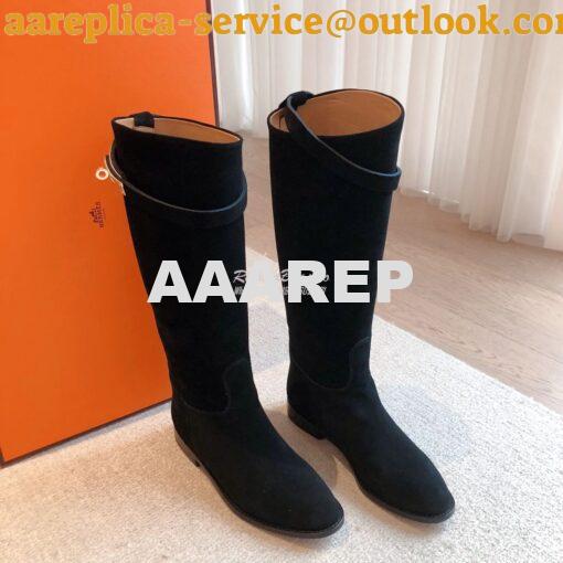 Replica Hermes Jumping Boot in Suede Goatskin H042138Z Black 3