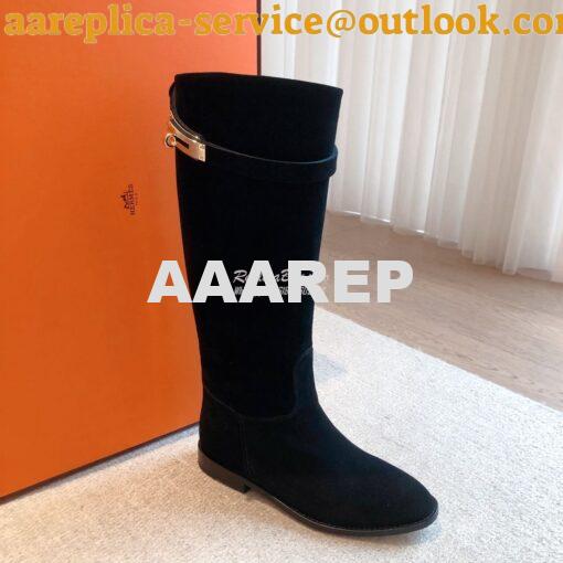 Replica Hermes Jumping Boot in Suede Goatskin H042138Z Black 4