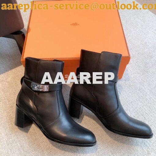 Replica Hermes Frenchie 50 Ankle Boot in Heritage calfskin H222092Z Bl 11