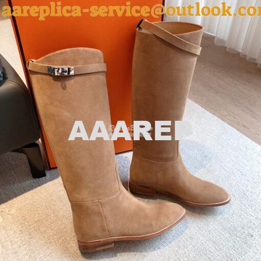 Replica Hermes Jumping Boot in Suede Goatskin H042138Z Beige 6