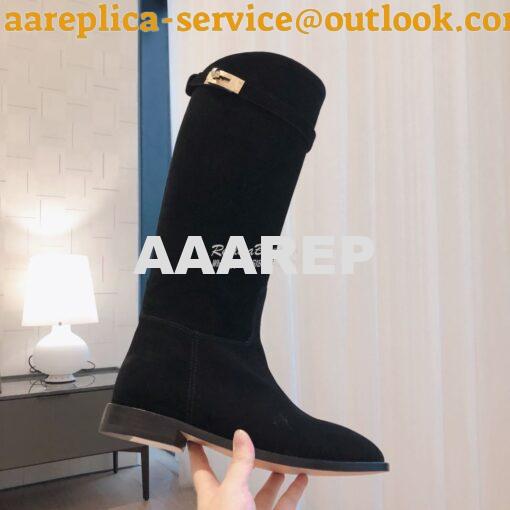 Replica Hermes Jumping Boot in Suede Goatskin H042138Z Black 5