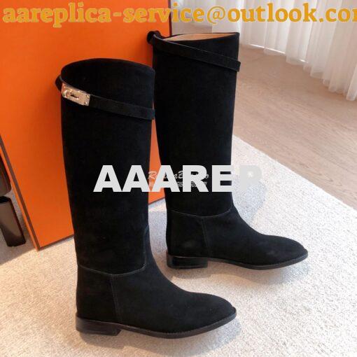 Replica Hermes Jumping Boot in Suede Goatskin H042138Z Black 6