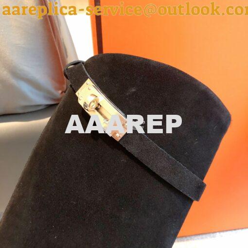 Replica Hermes Jumping Boot in Suede Goatskin H042138Z Black 7