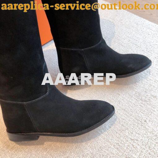 Replica Hermes Jumping Boot in Suede Goatskin H042138Z Black 8