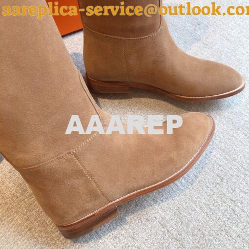 Replica Hermes Jumping Boot in Suede Goatskin H042138Z Beige 9