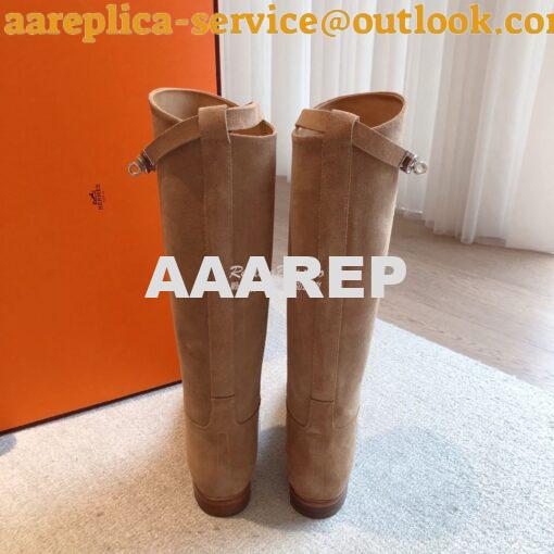 Replica Hermes Jumping Boot in Suede Goatskin H042138Z Beige 10