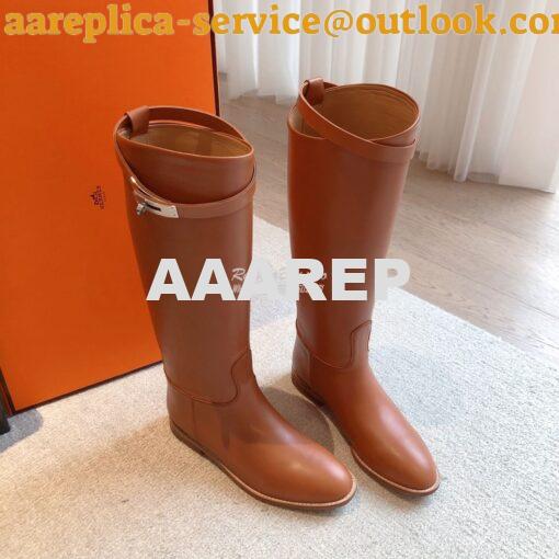 Replica Hermes Jumping Boot in Box calfskin H042138Z Brown 3