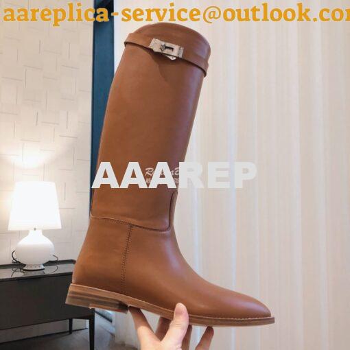 Replica Hermes Jumping Boot in Box calfskin H042138Z Brown 5