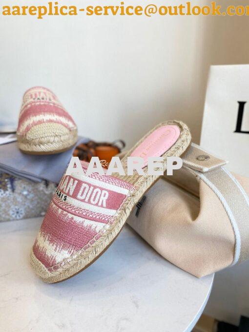 Replica Dior Granville Mule Dark Nude D-Stripes Embroidered Cotton KDB 5