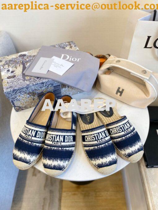 Replica Dior Granville Mule Navy D-Stripes Embroidered Cotton KDB602