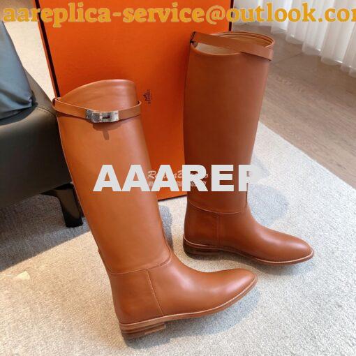 Replica Hermes Jumping Boot in Box calfskin H042138Z Brown 8