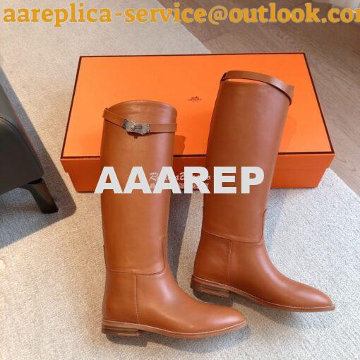 Replica Hermes Jumping Boot in Box calfskin H042138Z Brown 9