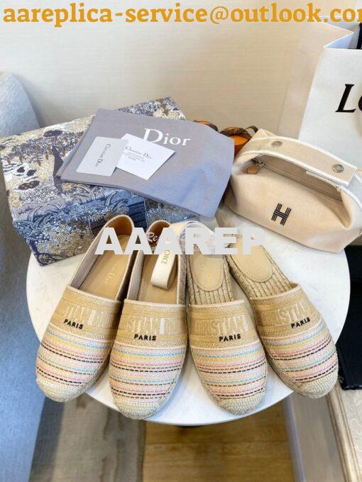 Replica Dior Granville Mule Multicolour D-Stripes Embroidered Cotton K