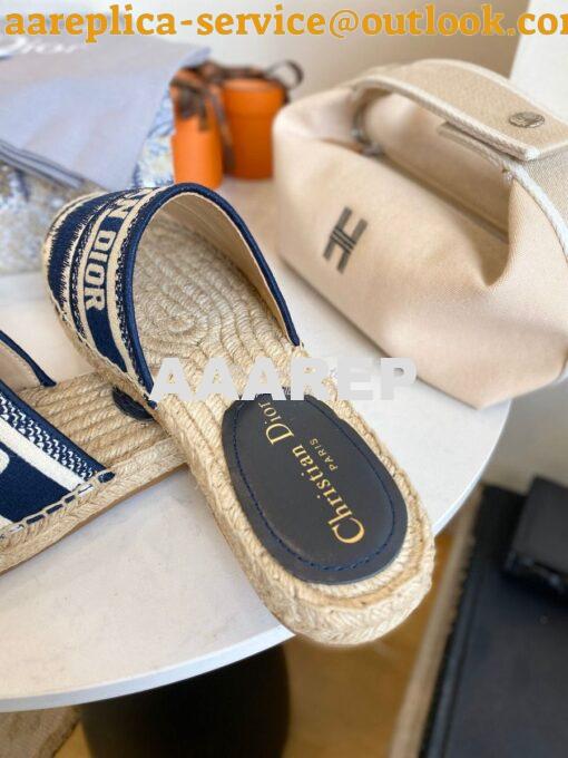 Replica Dior Granville Mule Navy D-Stripes Embroidered Cotton KDB602 7