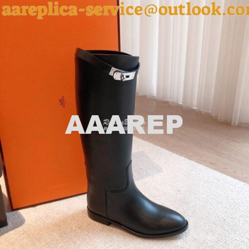 Replica Hermes Jumping Boot in Box calfskin H042138Z Black 4