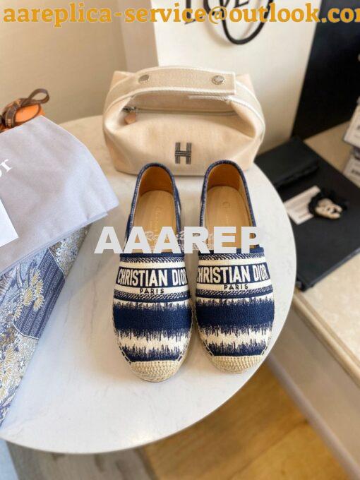 Replica Dior Granville Espadrille Navy D-Stripes Embroidered Cotton KD