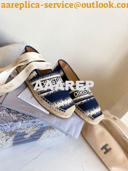 Replica Dior Granville Espadrille Navy D-Stripes Embroidered Cotton KD 2