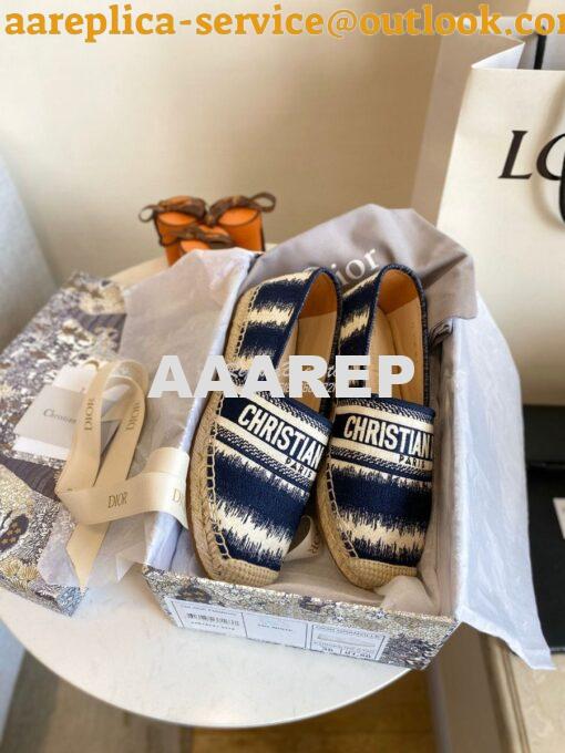 Replica Dior Granville Espadrille Navy D-Stripes Embroidered Cotton KD 3