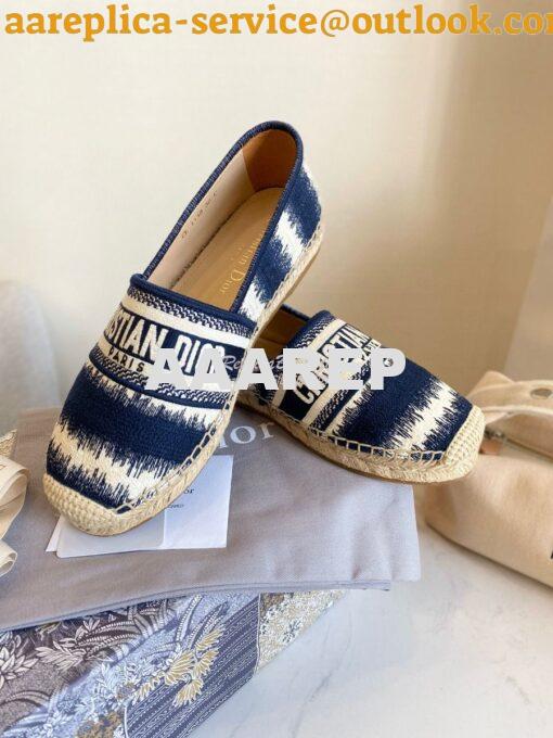 Replica Dior Granville Espadrille Navy D-Stripes Embroidered Cotton KD 4