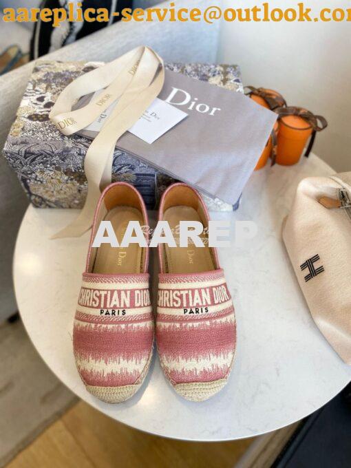 Replica Dior Granville Espadrille Dark Nude D-Stripes Embroidered Cott