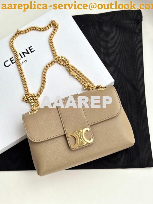 Replica Celine Teen Victoire Bag In Supple Calfskin 116593 Brown Sepia 3