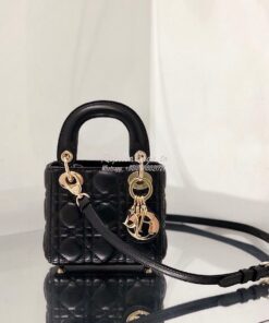 Replica Micro Lady Dior Bag Black Cannage Lambskin S0856