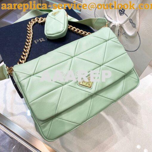 Replica Prada Medium System Nappa Leather Patchwork Bag 1BD291 Aqua 2