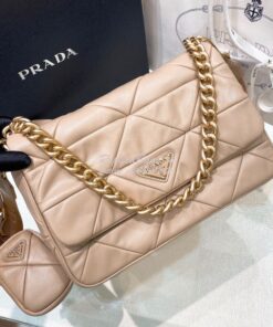 Replica Prada Medium System Nappa Leather Patchwork Bag 1BD291 Water L