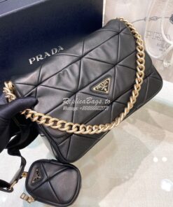 Replica Prada Medium System Nappa Leather Patchwork Bag 1BD291 Black