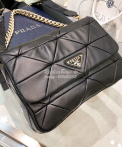 Replica Prada Medium System Nappa Leather Patchwork Bag 1BD291 Black 2