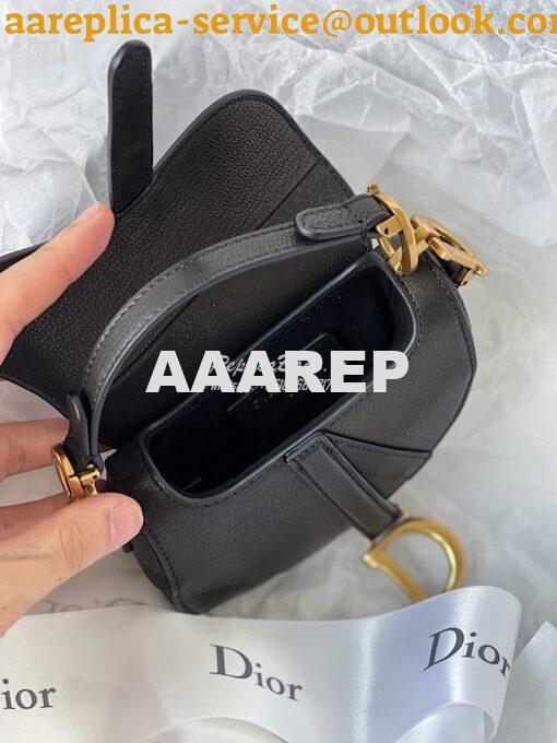 Replica Dior Micro Saddle Bag Black Goatskin S5662 7