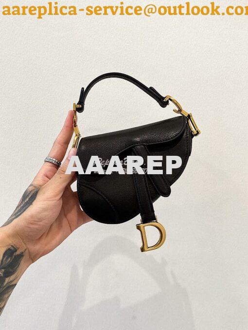 Replica Dior Micro Saddle Bag Black Goatskin S5662 9