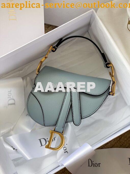 Replica Dior Micro Saddle Bag Cloud Blue Goatskin S5662 2