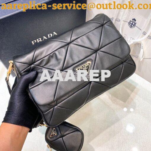 Replica Prada Medium System Nappa Leather Patchwork Bag 1BD291 Black 6