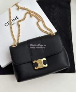 Replica Celine Medium Victoire Bag In Supple Calfskin 115853 Black 2