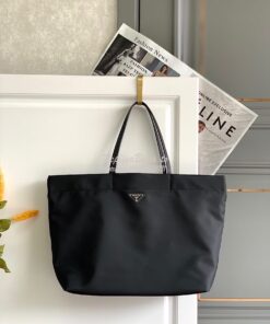 Replica Prada Re-nylon And Saffiano Leather Tote Bag 1BG107 Black